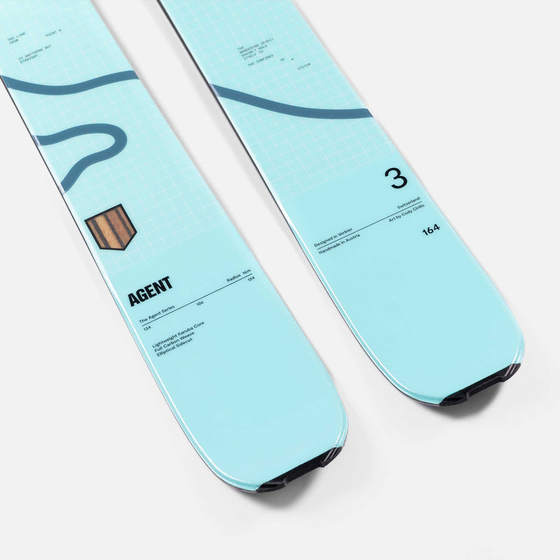 Faction Agent 3 blue free touring ski close up shot 2026