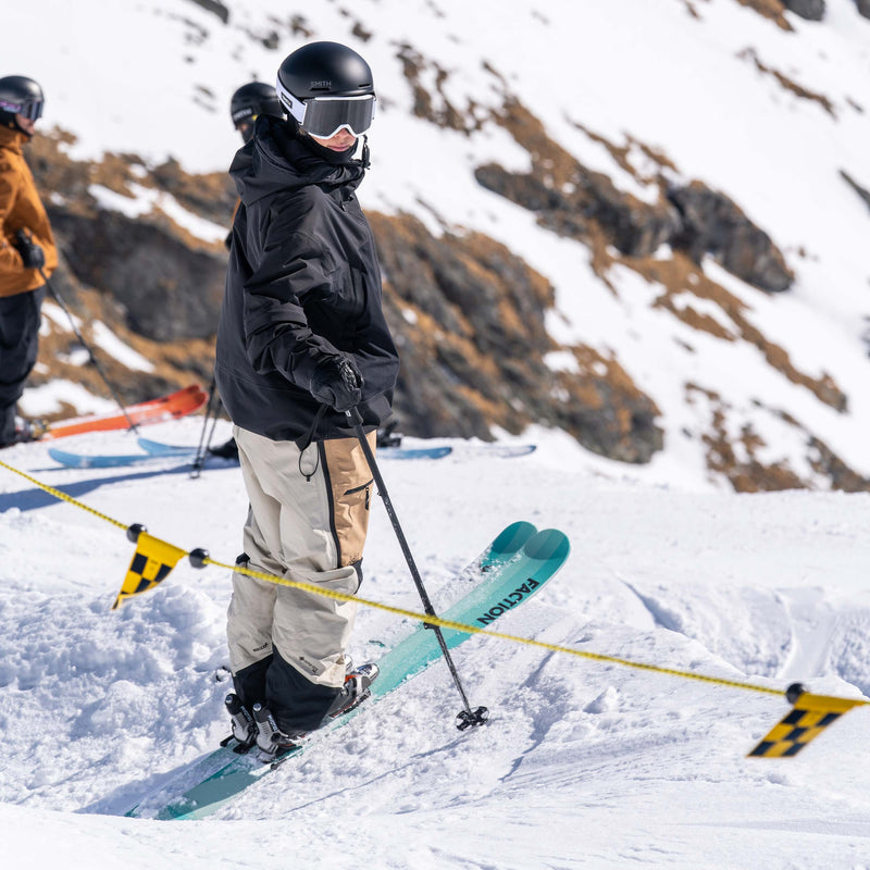 Freeride Girl skier riding the turquise Dancer 3 Freeride and all-mountain ski 2026