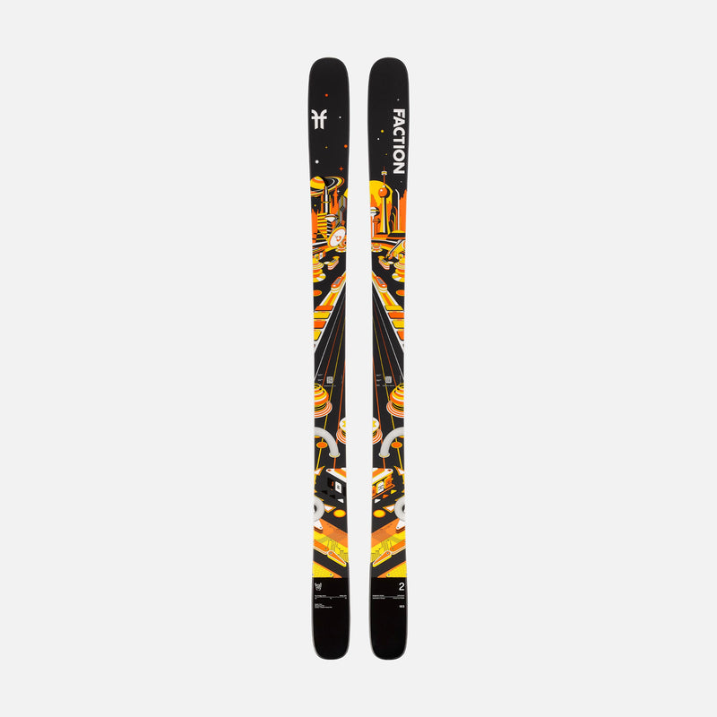 Freestyle and all-mountain black and yellow Faction Prodigy 2 ski topsheet 2026