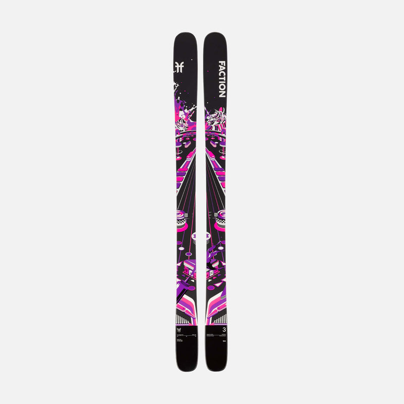 Freeski and all-mountain black and purple Faction Prodigy 3 ski topsheet 2026
