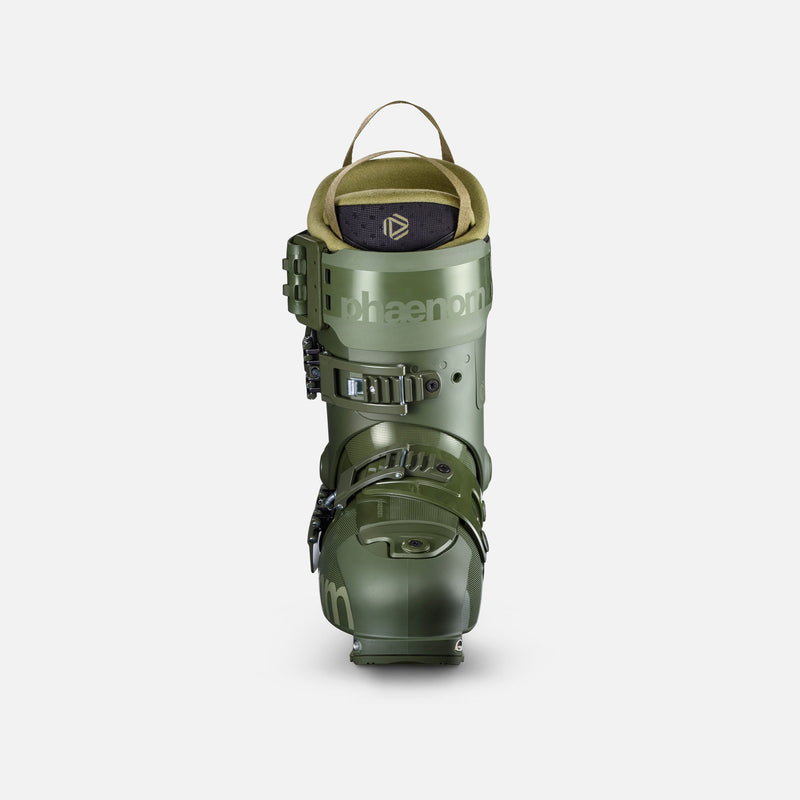 Green freeride and touring ski boot phaenom fr 110 front view shot