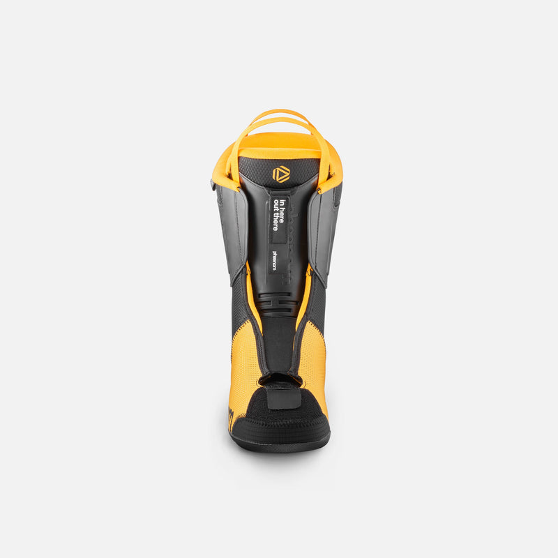 Yellow and black ski boot liner front shot