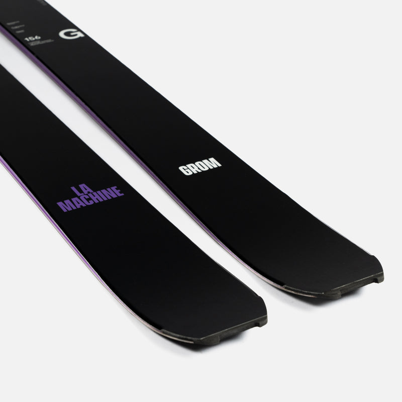 Close-up of Black and purple Faction La Machine Grom touring ski  2026