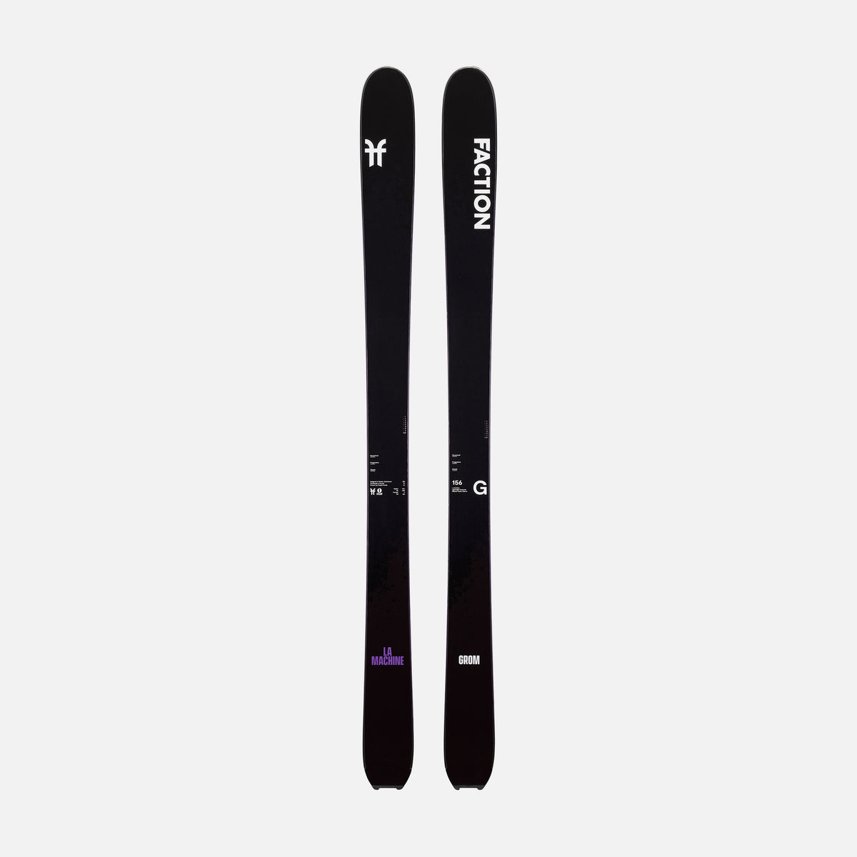 Topsheet of Black and purple Faction La Machine Grom touring ski  2026