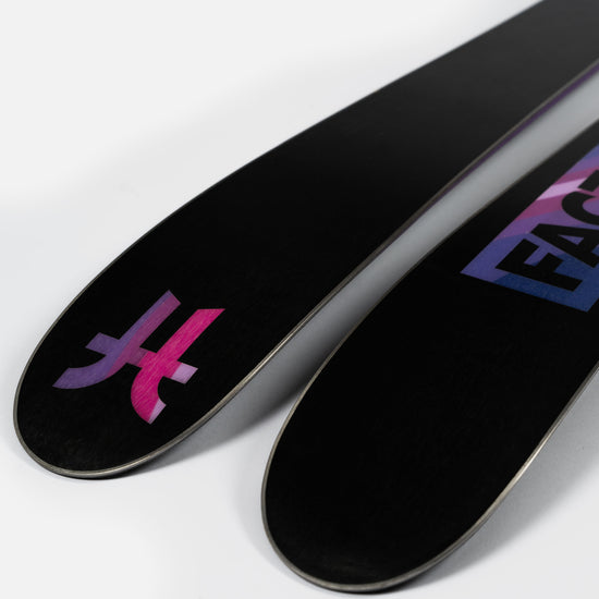 Close-up of Faction La Machine Grom Pow, black limited edition ski.