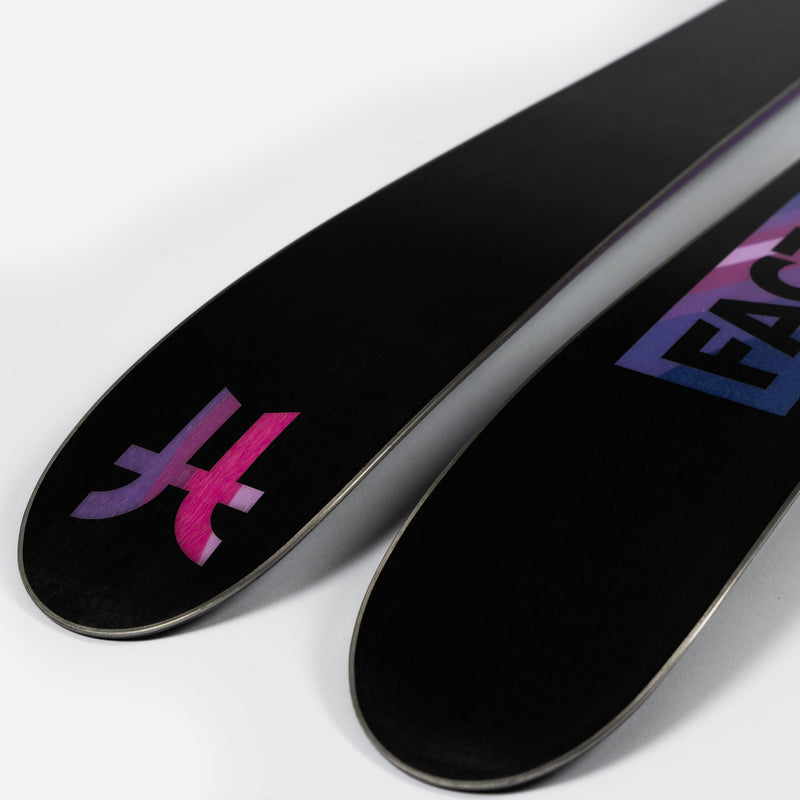 Close-up of Faction La Machine Grom Pow, black limited edition ski.