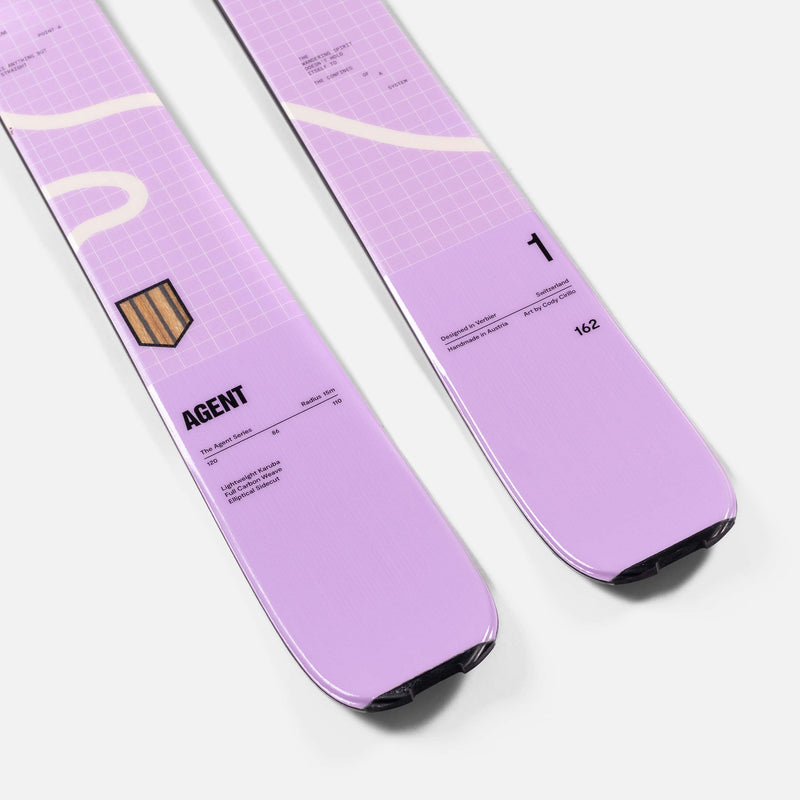 Faction Agent 1 purple touring ski close up shot 2026