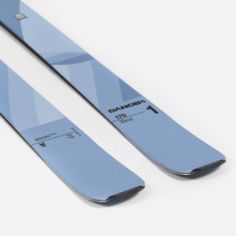 Close-up of gray Faction Dancer 1 piste ski   2026