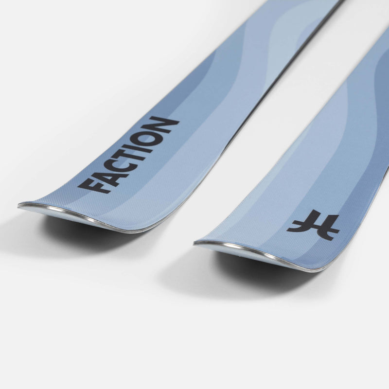 Close-up of gray Faction Dancer 1 piste ski   2026