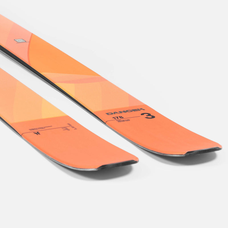 Close-up of orange Dancer 3 Freeride and all-mountain ski 2026
