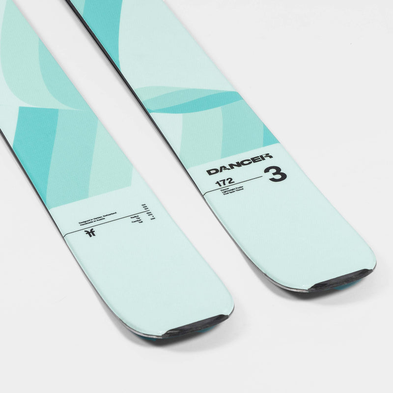 Close-up of turquise Dancer 3 Freeride and all-mountain ski 2026