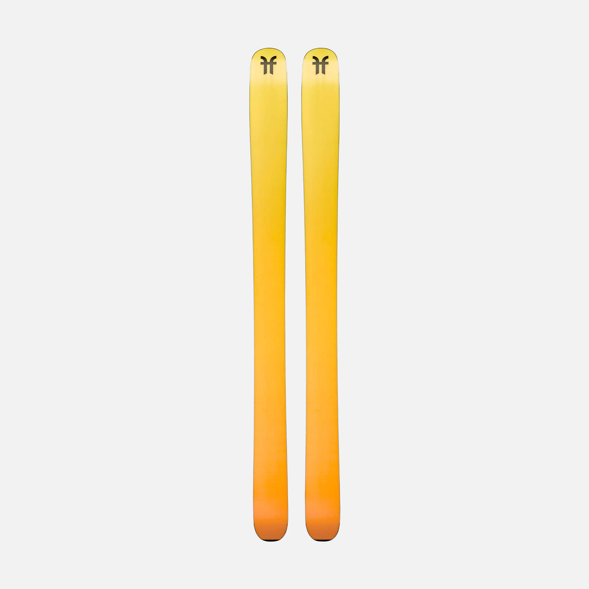 Bases of yellow Faction Dancer 4 Freeride and Powder skis 2026