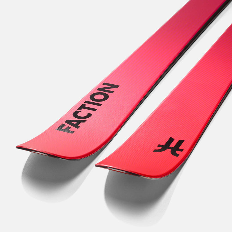 Red and pink piste ski Faction skis Dancer 79 close up shot 2026