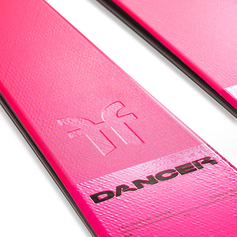 Red and pink piste ski Faction skis Dancer 79 close up shot 2026