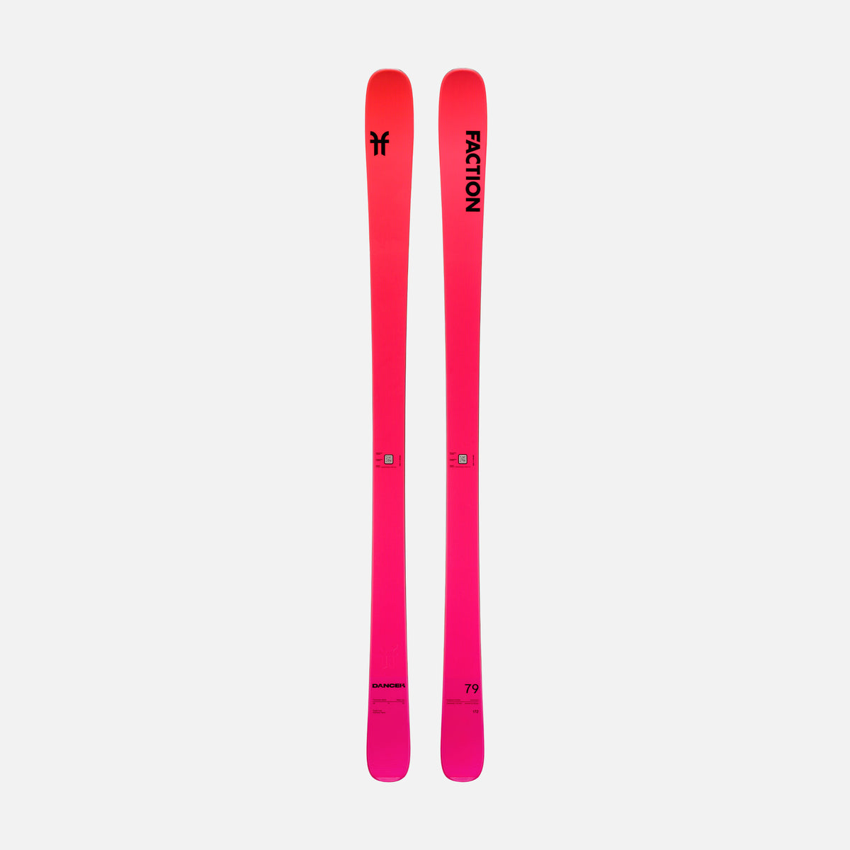Red and pink piste ski Faction skis Dancer 79 topsheet 2026