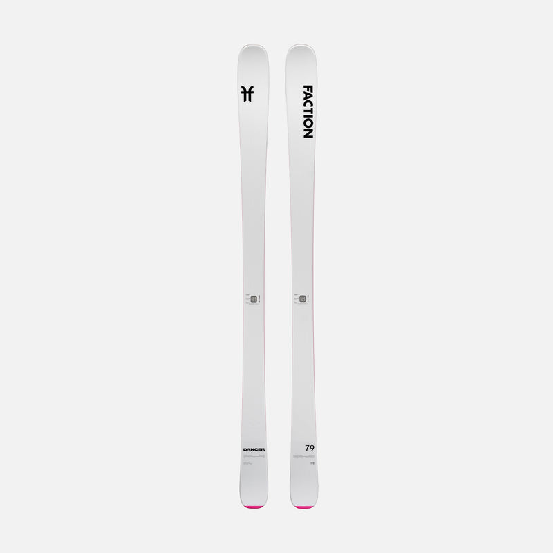 White and pink piste ski Faction skis Dancer 79 topsheet 2026