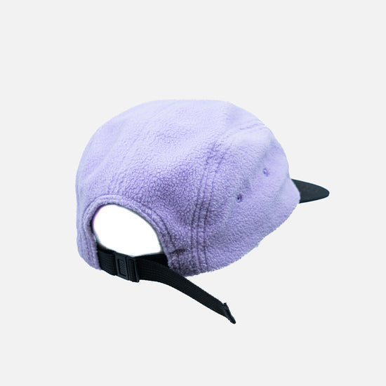 Faction skis black and purple fleece hat back