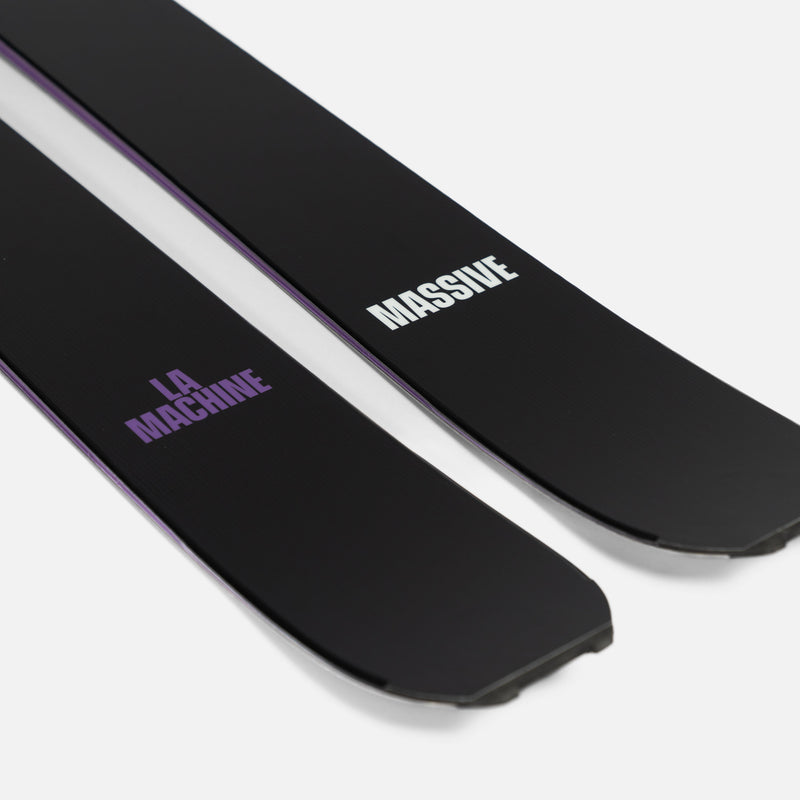 Close-up of Black and purple Faction La Machine 4 touring ski  2026