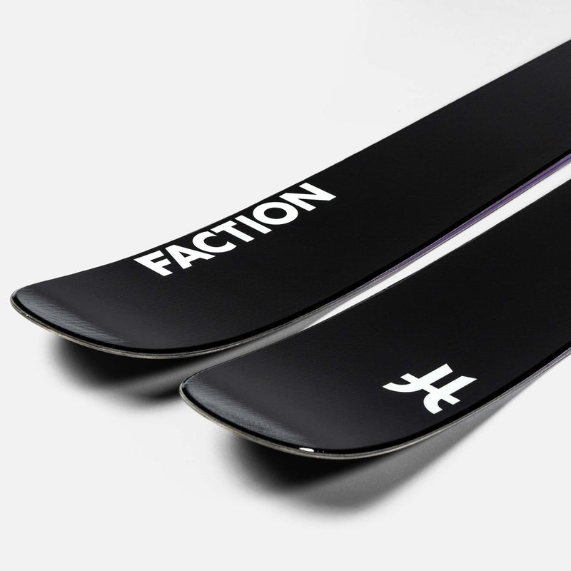 Close-up of Black and purple Faction La Machine 5 touring ski  2026