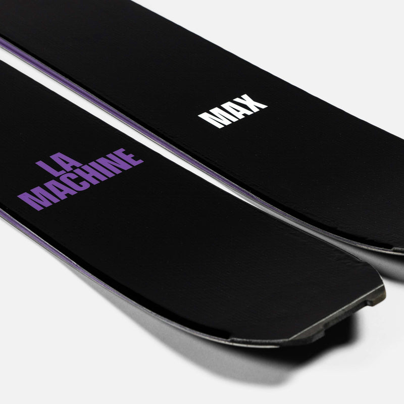 Close-up of Black and purple Faction La Machine 5 touring ski  2026