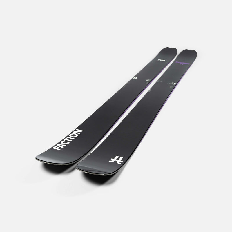 Close-up of Black and purple Faction La Machine 5 touring ski  2026