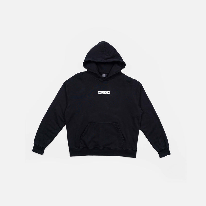 Faction skis black logo hoodie front