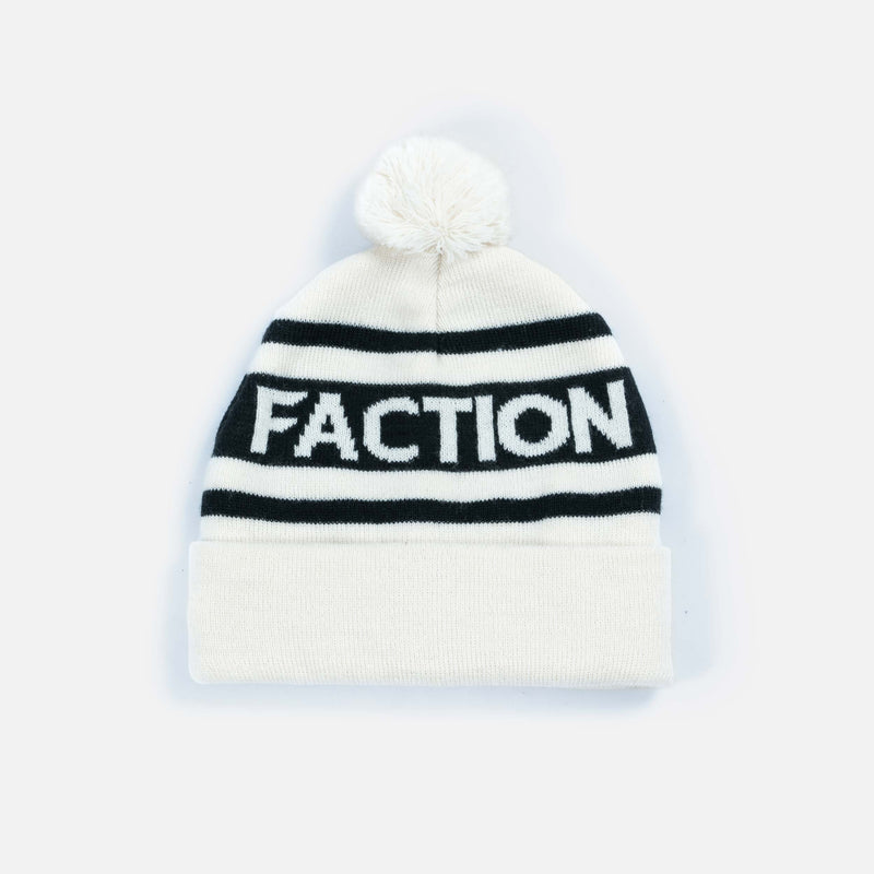 Faction skis pompom beanie white and black