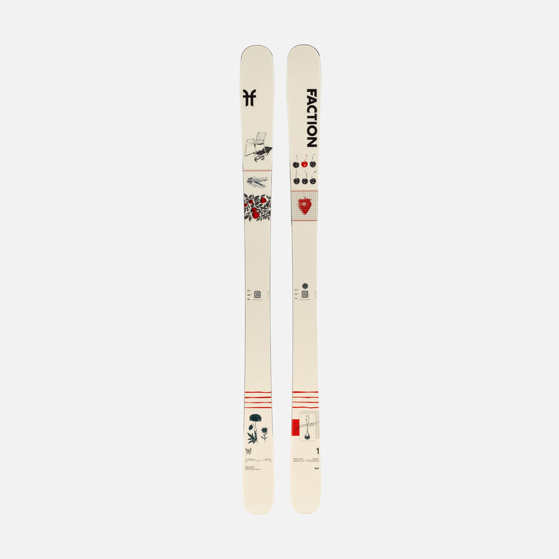 Topsheet of white Faction Prodigy 1 Capsule freestyle and all-mountain ski 2026