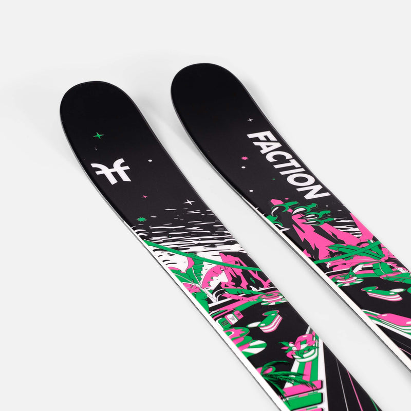 Freestyle black green and pink Faction Prodigy 1 ski close up 2026 