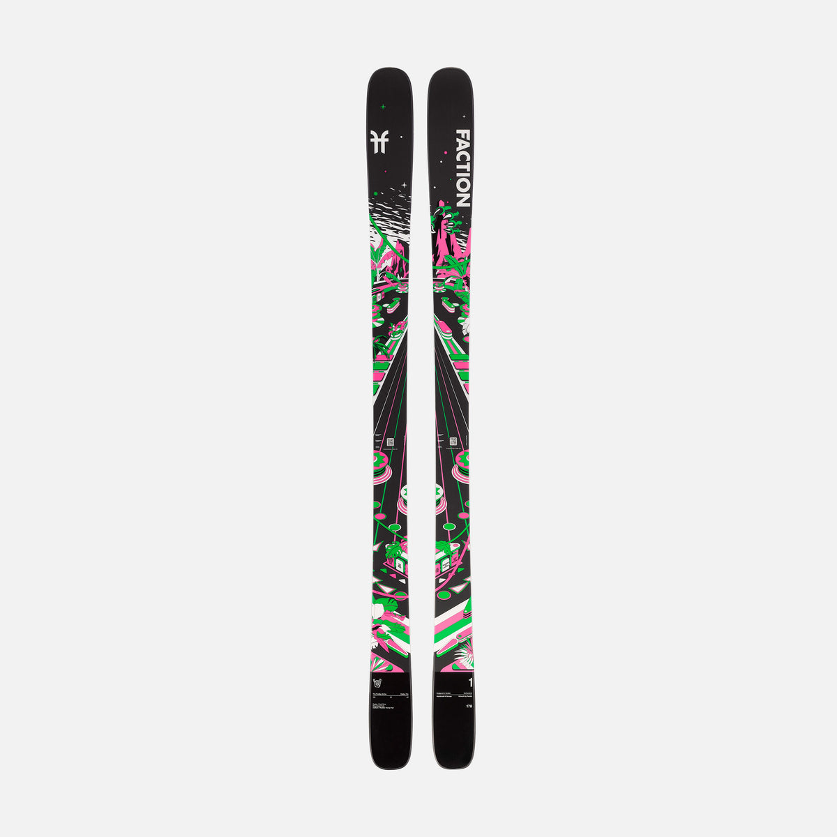 Freestyle black green and pink Faction Prodigy 1 ski topsheet 2026 