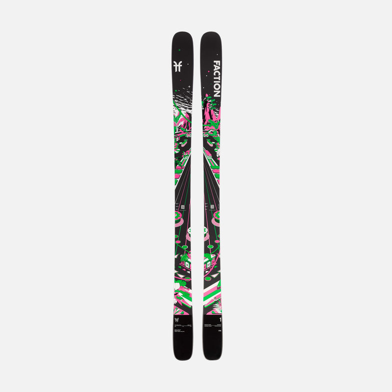 Freestyle black green and pink Faction Prodigy 1 ski topsheet 2026 