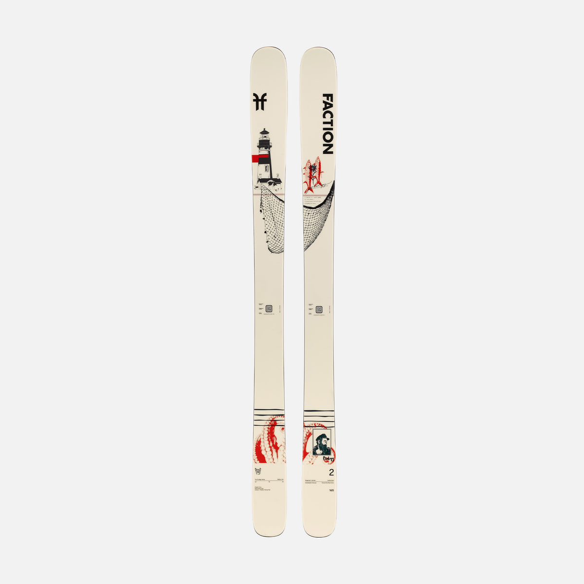Topsheet of white Faction Prodigy 2 Capsule freestyle and all-mountain ski 2026