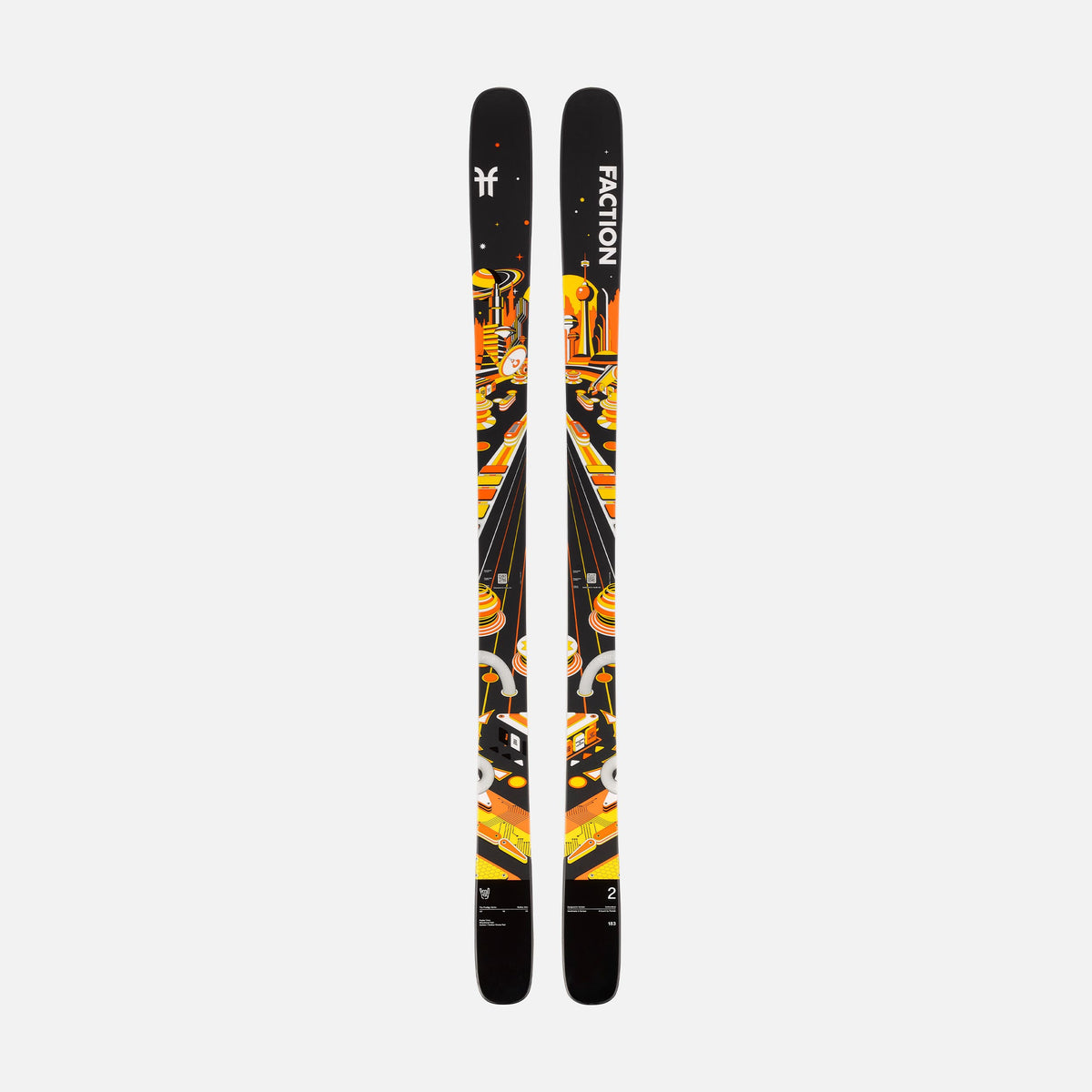 Freestyle and all-mountain black and yellow Faction Prodigy 2 ski topsheet 2026