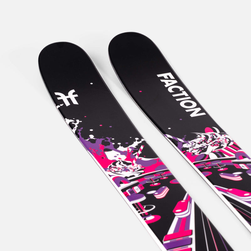 Freeski and all-mountain black and purple Faction Prodigy 3 ski close up 2026