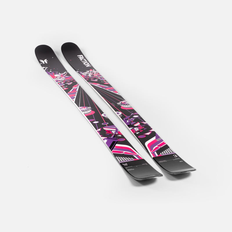 Freeski and all-mountain black and purple Faction Prodigy 3 ski close up 2026