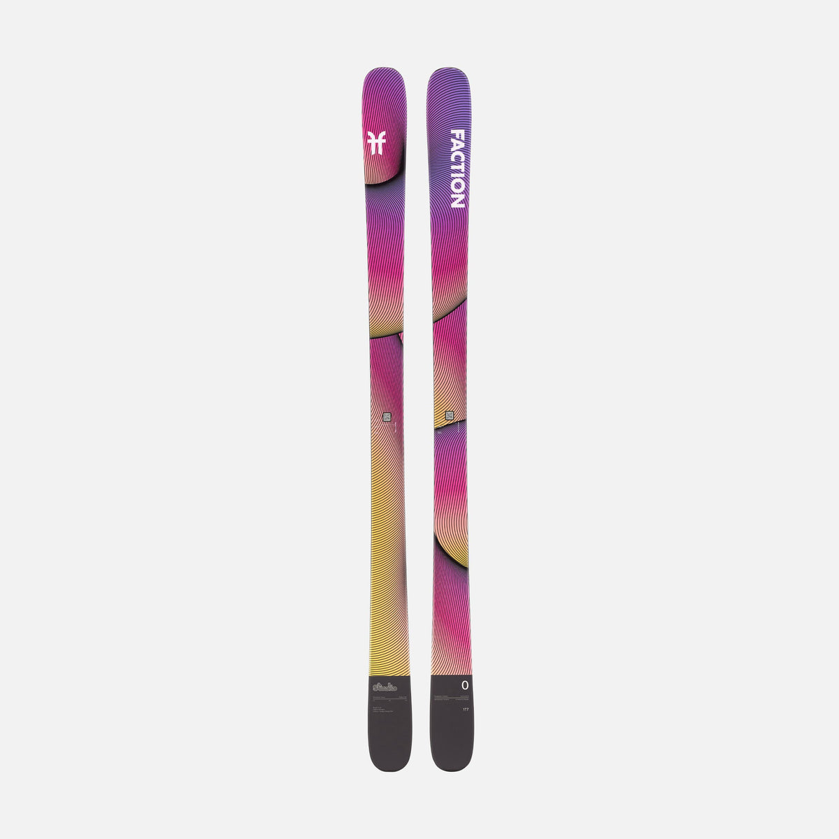 Yellow and purple freestyle park and pipe Faction Studio 0 ski topsheet 2026