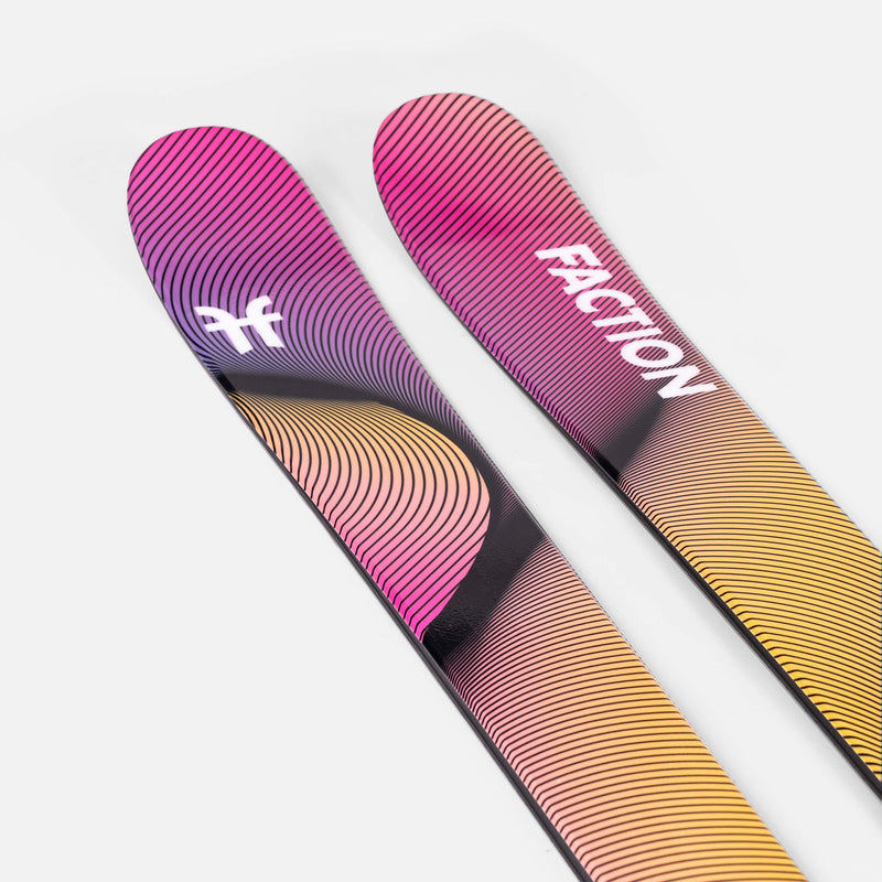 Yellow and purple freestyle park and pipe Faction Studio 1 ski close up 2026