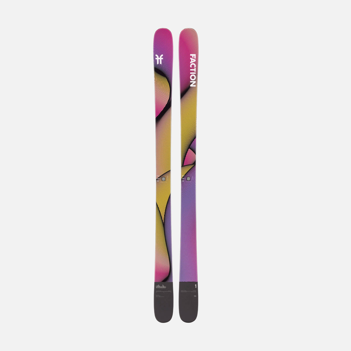 Yellow and purple freestyle park and pipe Faction Studio 1 ski topsheet 2026