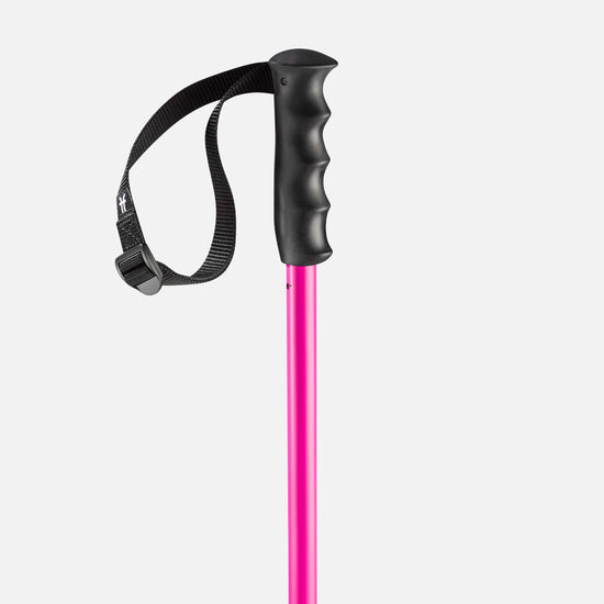 Pink Faction Skis Prodigy poles close-up of ergonomic grip