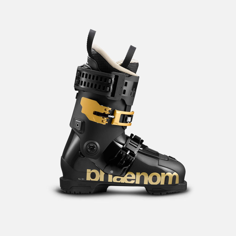 Phaenom fs 01 all mountain freeski ski boot 120 flex side view gold special edition