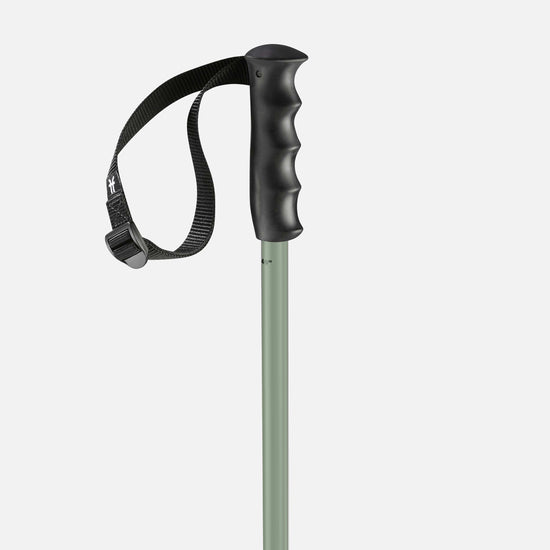 Green Faction Skis Prodigy poles close-up of ergonomic grip