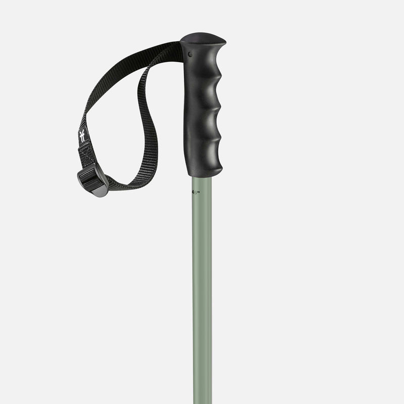 Green Faction Skis Prodigy poles close-up of ergonomic grip
